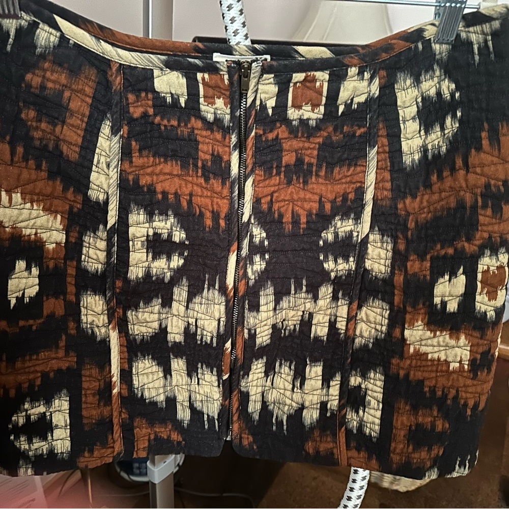 Sézane quilted Foxa  Mini Skirt Brown Black Casual